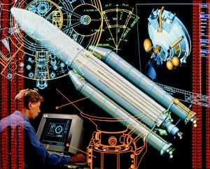 Symbolic image depicting use of CAD in Ariane 5 Symbolic image depicting use of CAD in Ariane 5