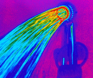 Thermogram of water pouring from a shower head Thermogram of water pouring from a shower head