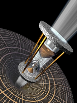 Time Dilation Print: A sand timer falling into a black hole