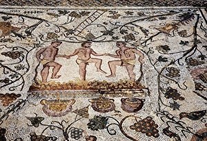 Roman Mosaic Art Prints: Treading grapes