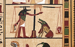 Prints of Set in in the Hall of the Two-Fold Maat, this illustration from the Book of the Dead depicts the Trial of the Conscience Images Dated 2012 July: The Trial of the Conscience Print