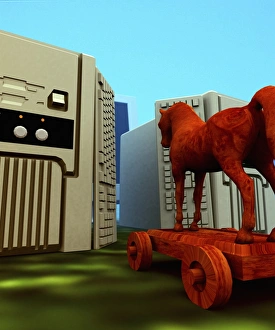 Trojan horse, computer artwork Trojan horse, computer artwork