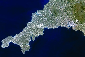 True-colour satellite image of Cornwall, UK True-colour satellite image of Cornwall, UK