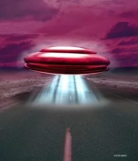 Images Dated 12th December 2001: UFO over road