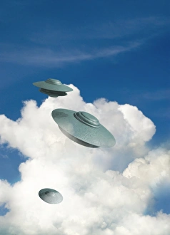 Computer-generated flying saucer print