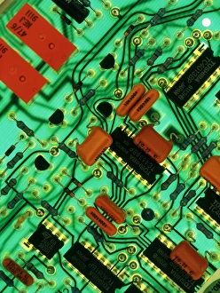 View of a circuit board from an alarm system View of a circuit board from an alarm system