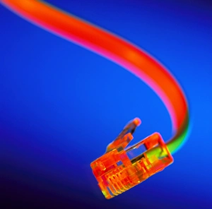 Network Technology Prints: View of a computer ethernet connector