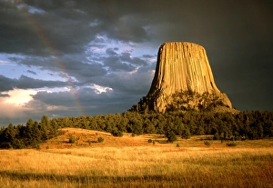 View of Devils Tower, a basalt outcrop View of Devils Tower, a basalt outcrop