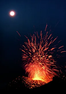 Europe's Largest Active Volcano Prints: Volcano at night