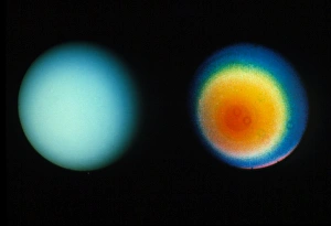 Two Voyager 2 images of the planet Uranus Two Voyager 2 images of the planet Uranus