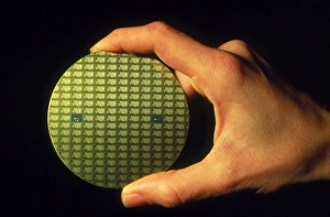 Computer Hardware Components Prints: Wafter of silicon chips
