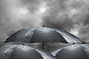 Rainy Day Photography Prints: Wet umbrellas, composite image