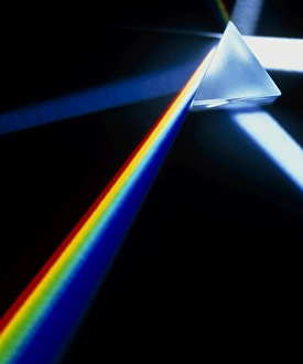 White light split into colours by a prism White light split into colours by a prism