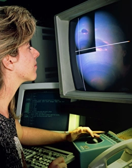 Woman using image processing data from Voyage 11 Woman using image processing data from Voyage 11