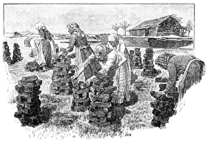 Images Dated 2nd January 2013: Workers drying peat print