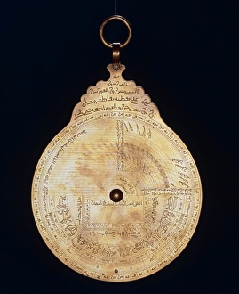 Zodiac on a brass astrolabe from the middle ages Zodiac on a brass astrolabe from the middle ages