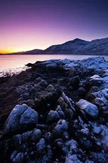 Scotland, Scottish Highlands, Loch Linnhe. Frost covered shoreline of a Loch Linnhe Bay Scotland, Scottish Highlands, Loch Linnhe. Frost covered shoreline of a Loch Linnhe Bay
