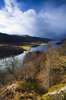 Scotland, Scottish Highlands, Loch Tummel. Storm clouds gather over Loch Tummel viewed from the viewpoint know as Scotland, Scottish Highlands, Loch Tummel. Storm clouds gather over Loch Tummel viewed from the viewpoint know as