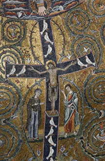 A 12th century fresco of Christs triumph on the cross, San Clemente Basilica, Rome A 12th century fresco of Christs triumph on the cross, San Clemente Basilica, Rome