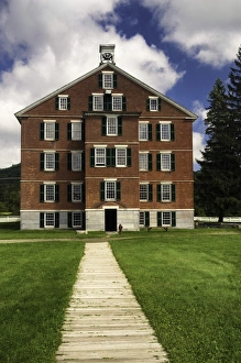 1830s brick building used as housing for about 100 members of the Shaker community in the Hancock Shaker Village 1830s brick building used as housing for about 100 members of the Shaker community in the Hancock Shaker Village