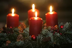 Advent candles, Saint Gervais, Haute Savoie, France, Europe Advent candles, Saint Gervais, Haute Savoie, France, Europe