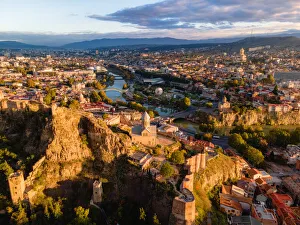 Aerial cityscape view of Tbilisi's old town at sunrise, Tbilisi, Georgia (Sakartvelo) Aerial cityscape view of Tbilisi's old town at sunrise, Tbilisi, Georgia (Sakartvelo)