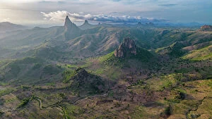 Related Images Collection: Aerial of Rhumsiki peak in the lunar landscape of Rhumsiki, Mandara mountains, Far North province