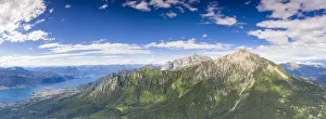 Aerial view of Grigne mountains with Abbadia Lariana and Mandello Del Lario in the Aerial view of Grigne mountains with Abbadia Lariana and Mandello Del Lario in the