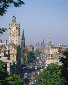 Aerial view over Princes Street including the Waverley