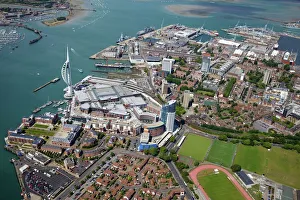 Aerial view of the Spinnaker Tower and Gunwharf Quays, Portsmouth, Hampshire, England, United Kingdom, Europe Aerial view of the Spinnaker Tower and Gunwharf Quays, Portsmouth, Hampshire, England, United Kingdom, Europe