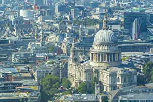 Aerial view of St. Paul's Cathedral and neighbouring buildings, London, England Aerial view of St. Paul's Cathedral and neighbouring buildings, London, England
