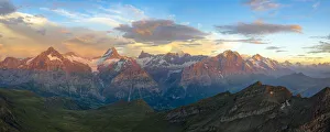 Aerial view of Wetterhorn, Schreckhorn, Finsteraarhorn, Eiger, Monch Aerial view of Wetterhorn, Schreckhorn, Finsteraarhorn, Eiger, Monch