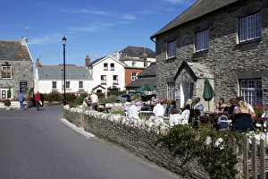 England Street Scene Prints: Afternoon Tea, Mortehoe, Devon, England, United Kingdom, Europe