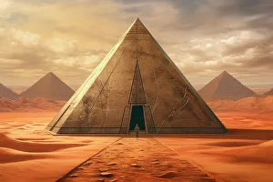 Desert Landscape Art Prints: AI generated image of a Pyramids in the desert