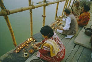 Varanasi Riverbank Sky Lantern Print