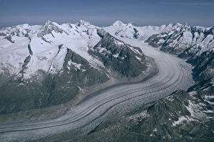 High Angle Views Of Mountains Prints: Aletschglacier