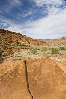 Ancient drawings (petroglyphs) on sandstone rock, dating back 6000 years to the early Ancient drawings (petroglyphs) on sandstone rock, dating back 6000 years to the early