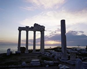 Ancient Greek Ruins Turkey Prints: Apollo temple at sunset