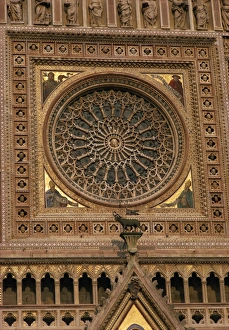 Umbria Italy Landmarks Prints: Architectural detail of the rose window in the cathedral