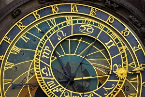 Prague Old Town Architecture Prints: Detail of Astronomical clock at Old Town Square