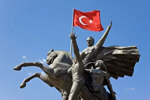 Ataturk Prints: Ataturk Statue Print - Old Town Antalya, Turkey