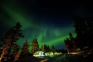Prints of Aurora Borealis (the Northern Lights) over Kakslauttanen Igloo West Village, Saariselka, Finland, Scandinavia, Europe Finland Prints: Aurora Borealis over Kakslauttanen Igloo Village Print