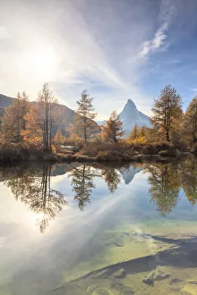 Autumn at Grindjisee Lake with Matterhorn in the background. Zermatt, Mattertal, Canton of Valais Autumn at Grindjisee Lake with Matterhorn in the background. Zermatt, Mattertal, Canton of Valais