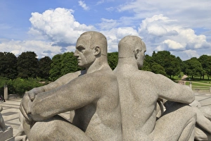 Back to back, detail of a sculptural group on the Monolith Plateau by Gustav Vigeland, Frogner Park, Oslo, Norway Back to back, detail of a sculptural group on the Monolith Plateau by Gustav Vigeland, Frogner Park, Oslo, Norway
