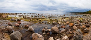 Baltic Sea coast with granite boulders on a cloudy day, Estonia, Europe Baltic Sea coast with granite boulders on a cloudy day, Estonia, Europe