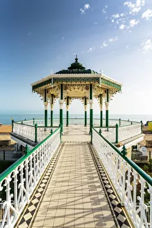 Prints of Bandstand at Brighton Beach Seafront, Brighton, East Sussex, England, United Kingdom, Europe East Sussex Prints: Colour Print of Brighton Beach Bandstand