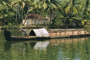 Indian Waterways Prints: Barge on waterway
