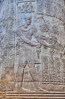 Prints of Bas Reliefs, Column, Hypostyle Hall, Temple of Khnum, Esna, Egypt, North Africa, Africa Images Dated 2020 April: Esna Temple Bas Reliefs Print