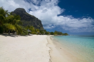 Beach of the Beachcomber Le Paradis Hotel with Mont Brabant in the background Beach of the Beachcomber Le Paradis Hotel with Mont Brabant in the background