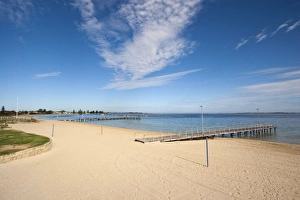 The beach on Cockburn Sound at Rockingham, a southern suburb of Perth near Fremantle Port The beach on Cockburn Sound at Rockingham, a southern suburb of Perth near Fremantle Port